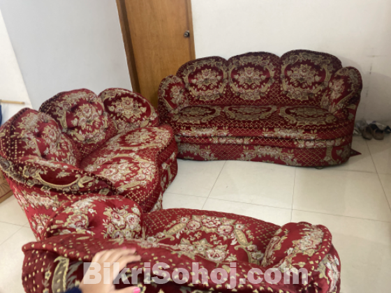 Maroon golden velvet  Usable Sofa 3+2+1 set